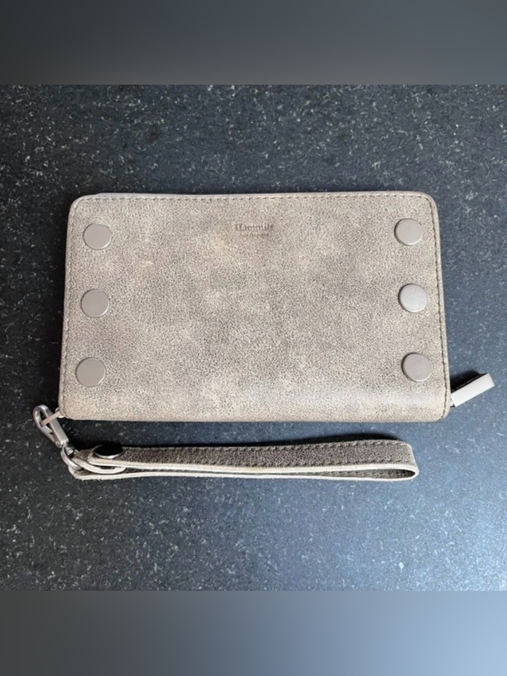 Hammitt 395 North Wallet Pewter / Gray Leather w/ Brushed Silver Hardware VGUC
